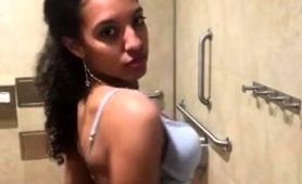 Stunning Ebony Girl Peels Off Her Clothes In A Public Toilet