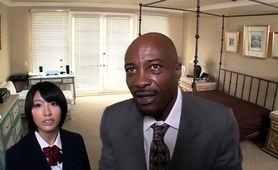 Pretty Japanese Schoolgirl Satisfies Her Interracial Lust