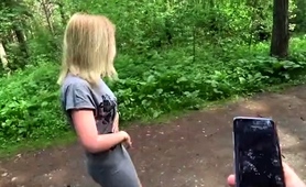 Attractive Blonde Teen Nailed Deep Doggystyle In The Woods 