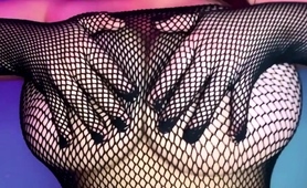Voluptuous Milf In Fishnets Exposes Her Massive Natural Tits