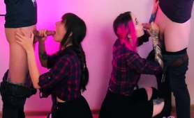 Young Babes Having Blowjob Competition In Amateur Foursome