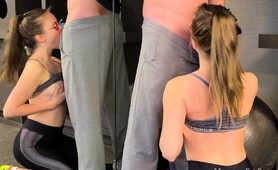 Naughty Teen Drops To Her Knees And Sucks Cock In Public