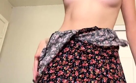 Sexy Slim Young Babe Sensually Stripteasing On Webcam