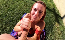 Cum Starving Teen Milking Boyfriend's Big Cock Outside