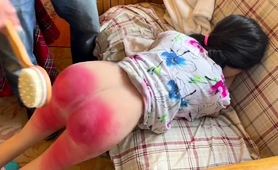 Asian Slave Getting Spanked Hard To Be Taught A Lesson