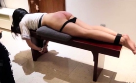 Flogging Awesome Asian Ass (tied On Bench)