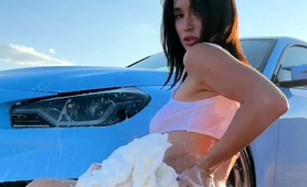 Stunning Car Wash Girl Puts On Fantastic Show Outdoors