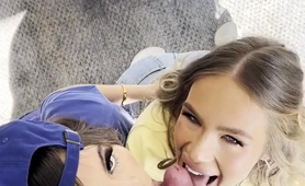 Hot Babes Sucking, Fucking And Sharing Cock In Pov Threesome