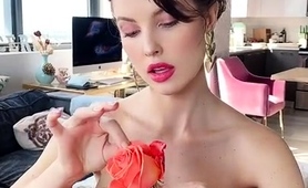 Beautiful Busty Milf In Red Panties Plucking Rose Petals